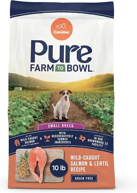 Ração para Cães CANIDAE Pure Farm to Bowl com Salmão Selvagem e Lentilhas, 4,54 kg