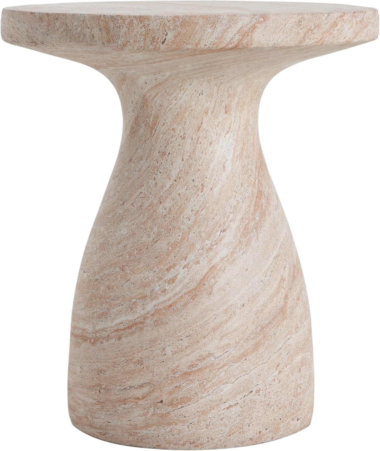 Lightweight Concrete Minimalist Outdoor Coffee Table, Sturdy Construction Center Tables with Weatherproof, Modern Stylish Tea Table with Marble Effect for Patio Garden, Beige