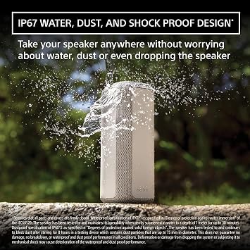 Sony SRS-XE300 X-Series Wireless Portable-Bluetooth-Speaker, IP67 Waterproof, Dustproof and Shockproof with 24 Hour Battery, Black