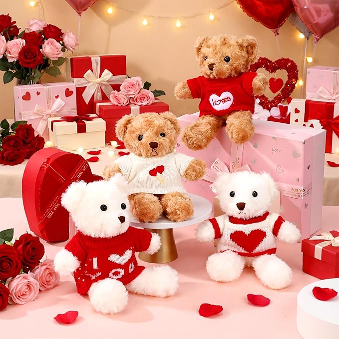 Hungdao 8 Ositos de Peluche San Valentín 25cm Relleno Suave Regalo miniatura 2