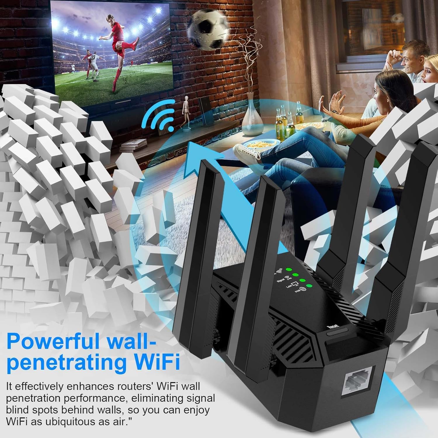 Amplificador de WiFi con puerto Ethernet, repetidor WiFi y amplificador de cobertura, amplificador de Internet de banda ancha, extensor de rango WiFi para el hogar aumenta la cobertura WiFi