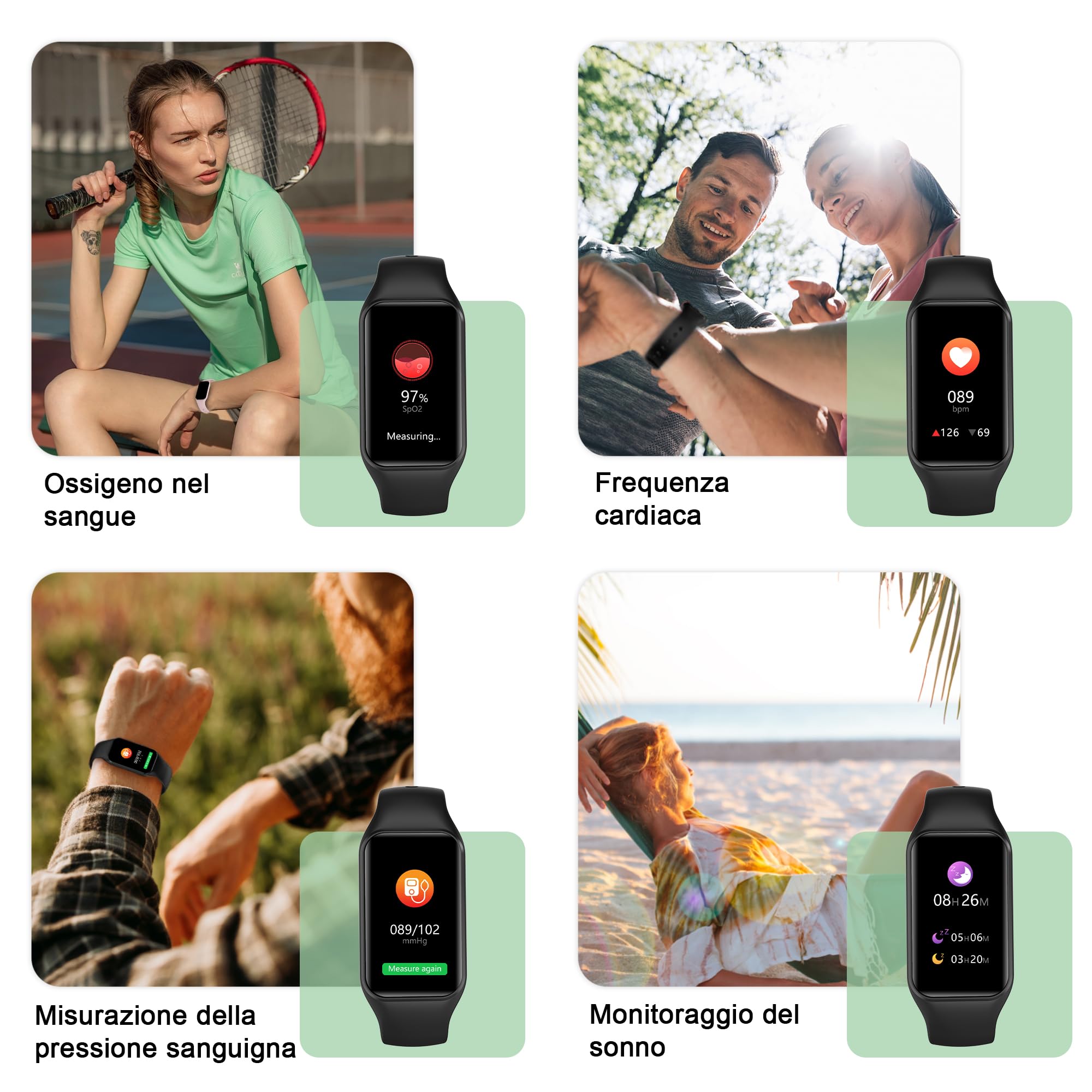 FeipuQu Smartwatch Uomo Donna, IP68 Impermeabil con Cardiofrequenzimetro/SpO2/Sonno/Contapassi, Notifiche Smart Watch Orologio Fitness Activity Tracker per iOS Android