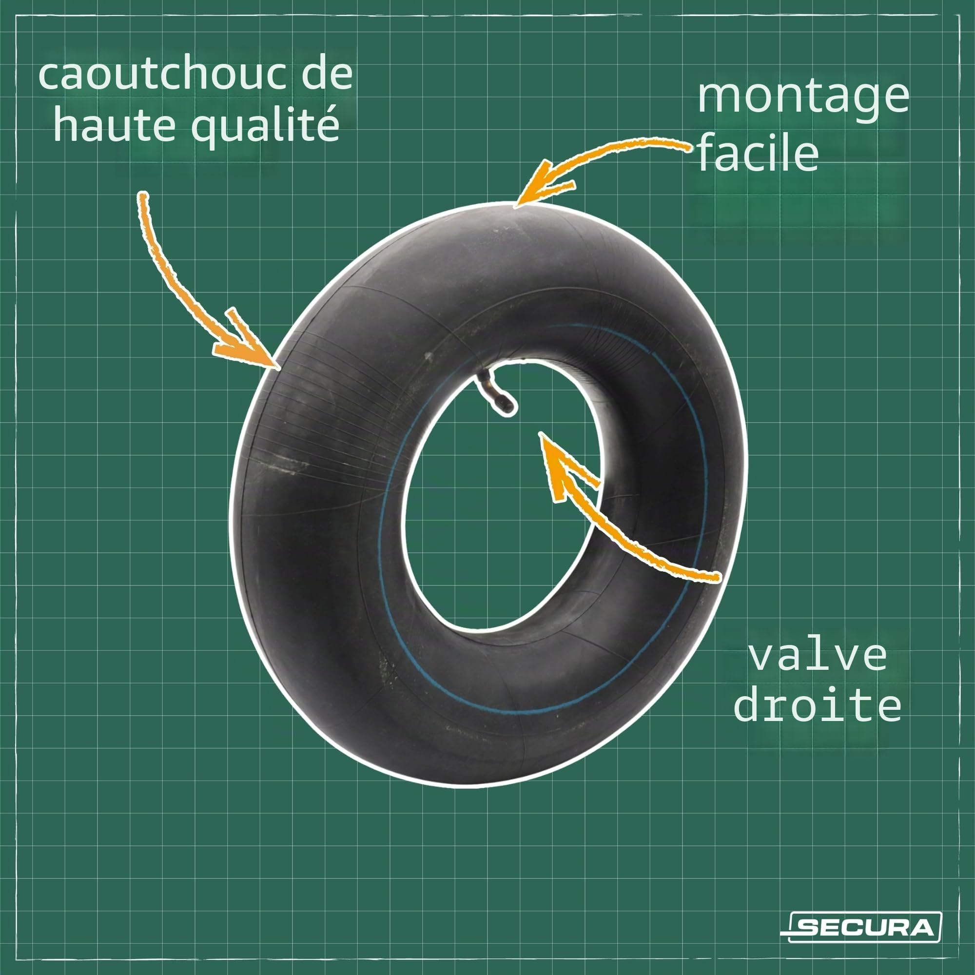 SECURA 2x Pneu + 2x Chambre à air 18x6.50-8 pour Tracteur de Pelouse Valve Droite TR13
