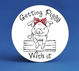 Pig - Getting Piggy With It Round Magnet, Customised Gift, Personalised Magnet, Fridge Magnet, Novelty Magnet, Pig Funny Magnet, Pig Gift