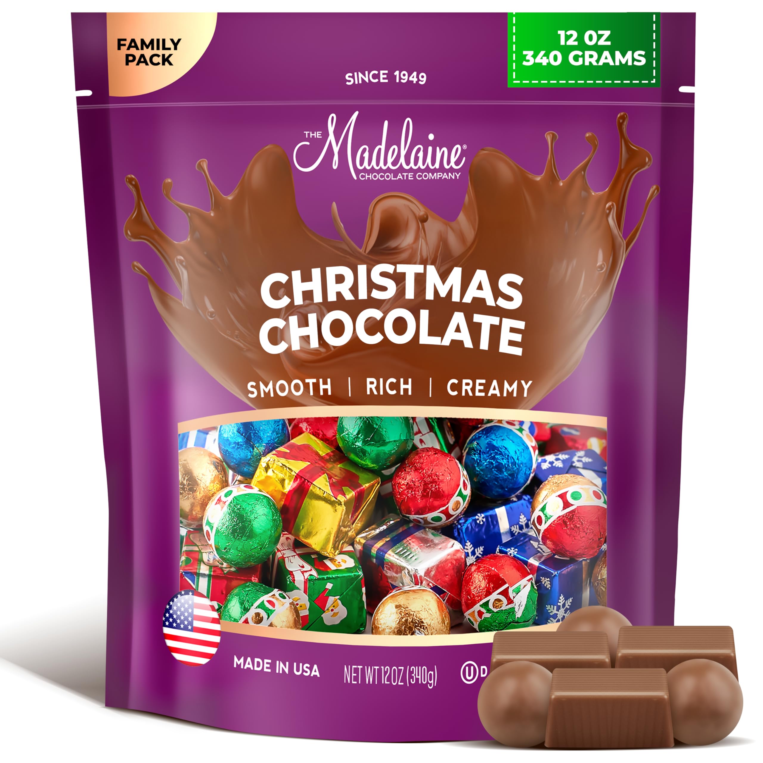 Madelaine Milk Chocolate Christmas Candy – Assorted Presents & Ornaments – Individually Wrapped Holiday Chocolates – Christmas Treats & Stocking Stuffers – 12 oz Bag