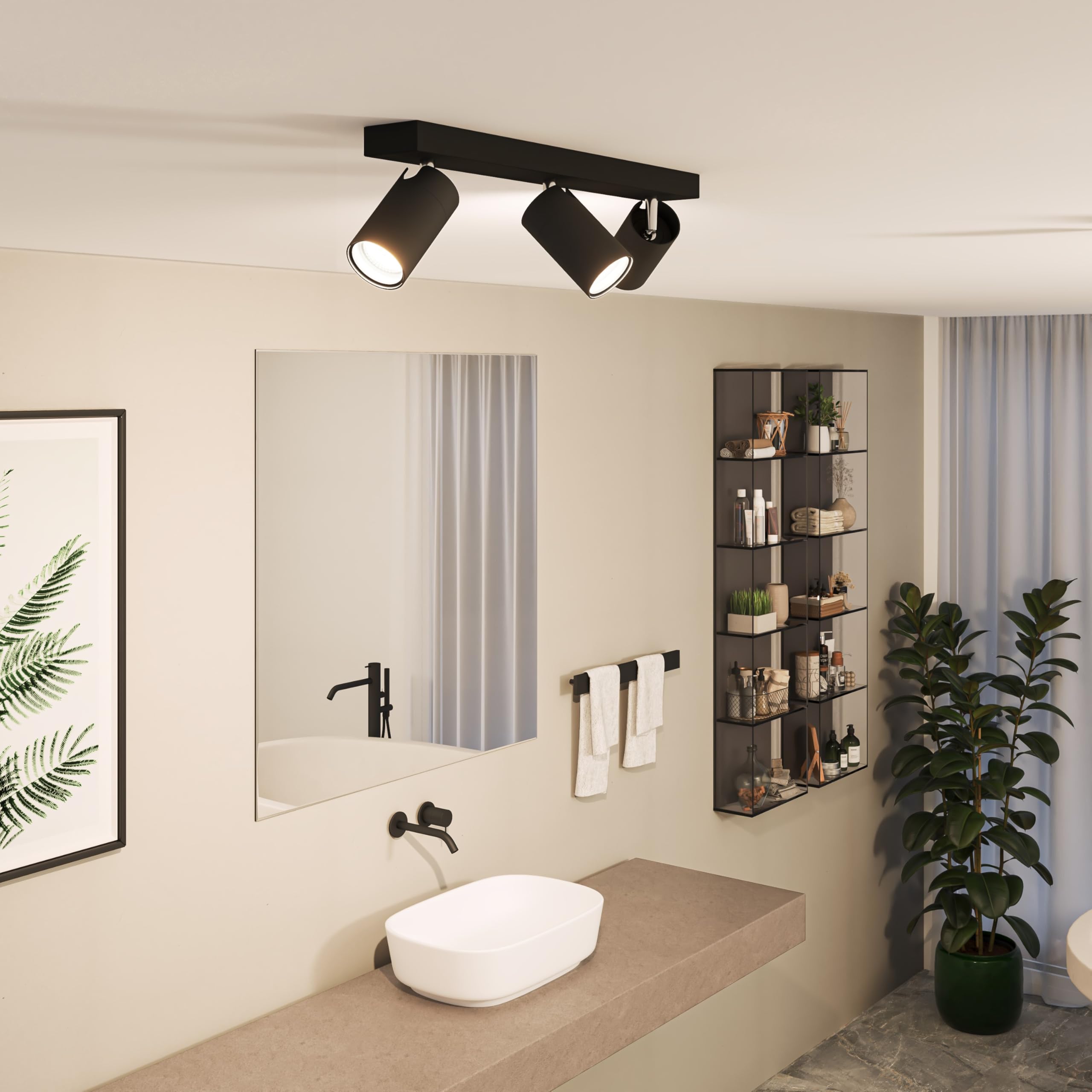Philips Hue Idris - Faretto da incasso (nero), lampada da bagno, luce bianca calda a fredda, con interruttore dimmer Hue, faretto da soffitto a 3 luci, GU10, Hue White Ambiance