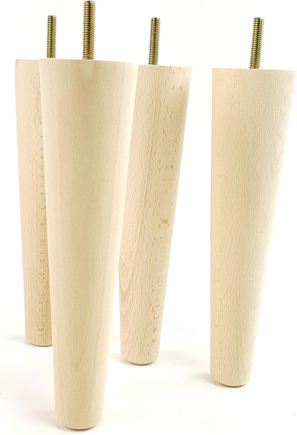 4X Wooden Furniture Legs M10(10mm) 180mm High Raw