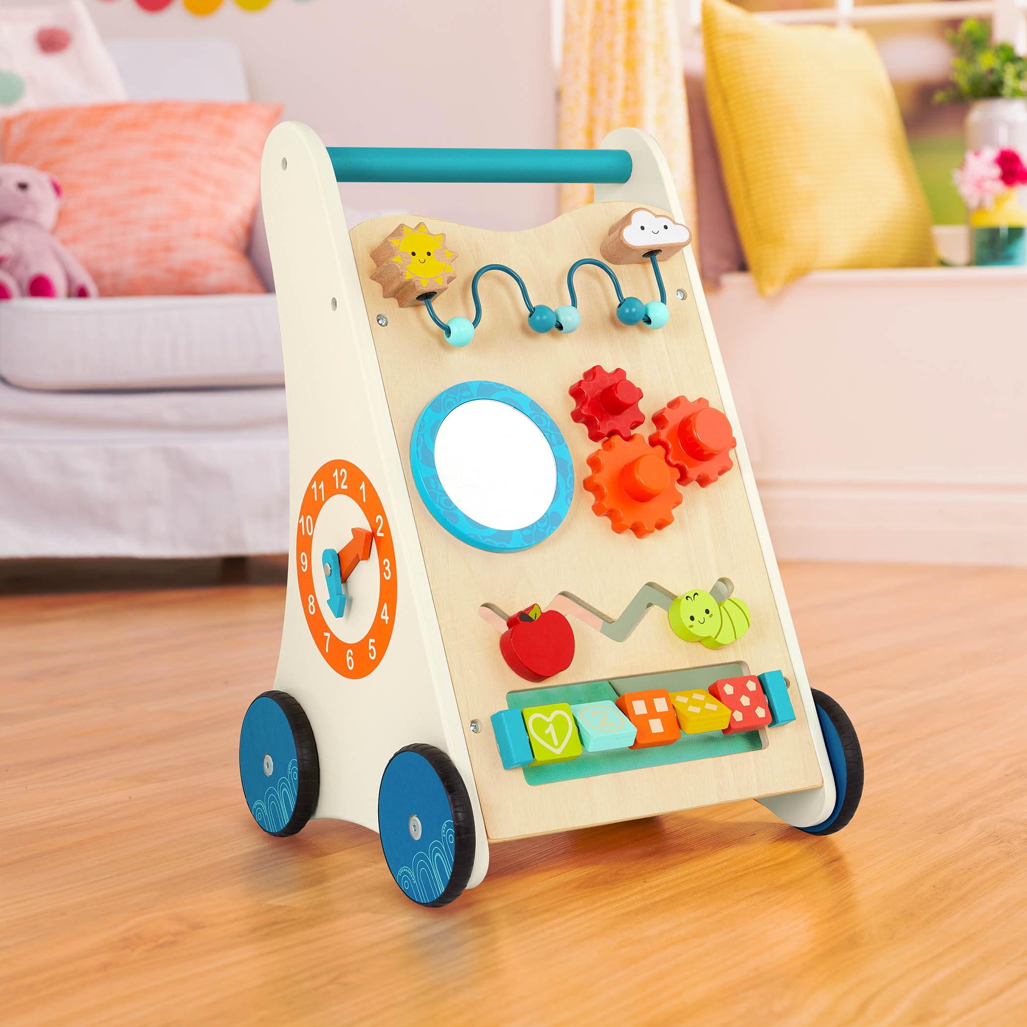 B. toys - Kleine Lernschritte - Activity Walker aus Holz - 7 Bildungsaktivitäten - Lern- und Laufspielzeug für Kleinkinder, Kinder - Stehen, Schieben, Gehen - 1 Jahr +