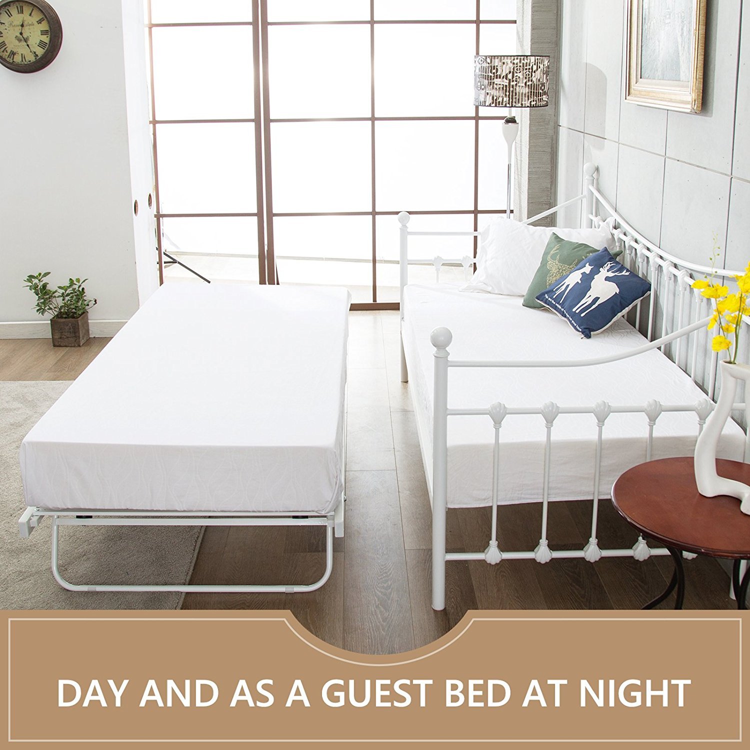 KOSY KOALA VERSAILLES GLOSSY VANILLA DAYBED WITH UNDER BED TRUNDLE 3FT