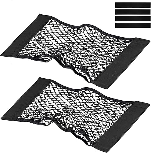 Red universal para maletero con calcomanías de velcro, organizador de red de malla de carga pequeño, bolsillo elástico de almacenamiento para auto