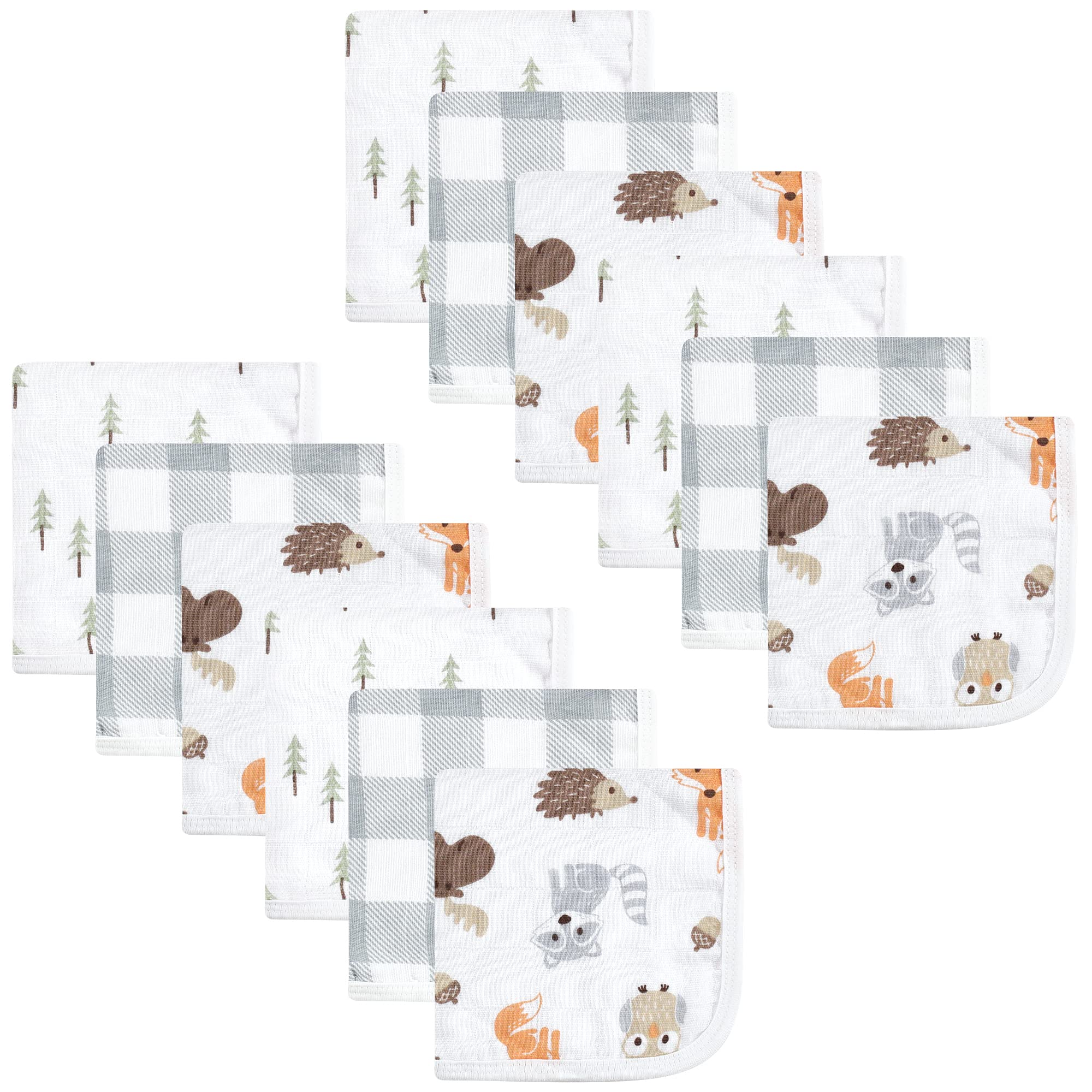 Hudson Baby Unisex Bawełniane ściereczki muślinowe dla niemowląt, Woodland, jeden rozmiar