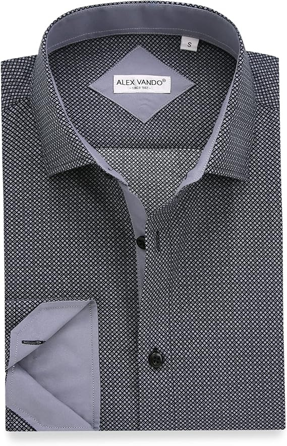 Alex Vando Mens Printed Dress Shirts Long Sleeve Regular Fit Button Down Shirt
