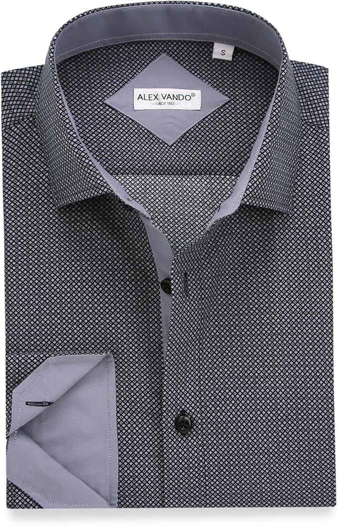 Alex Vando Mens Printed Dress Shirts Long Sleeve Regular Fit Button Down Shirt