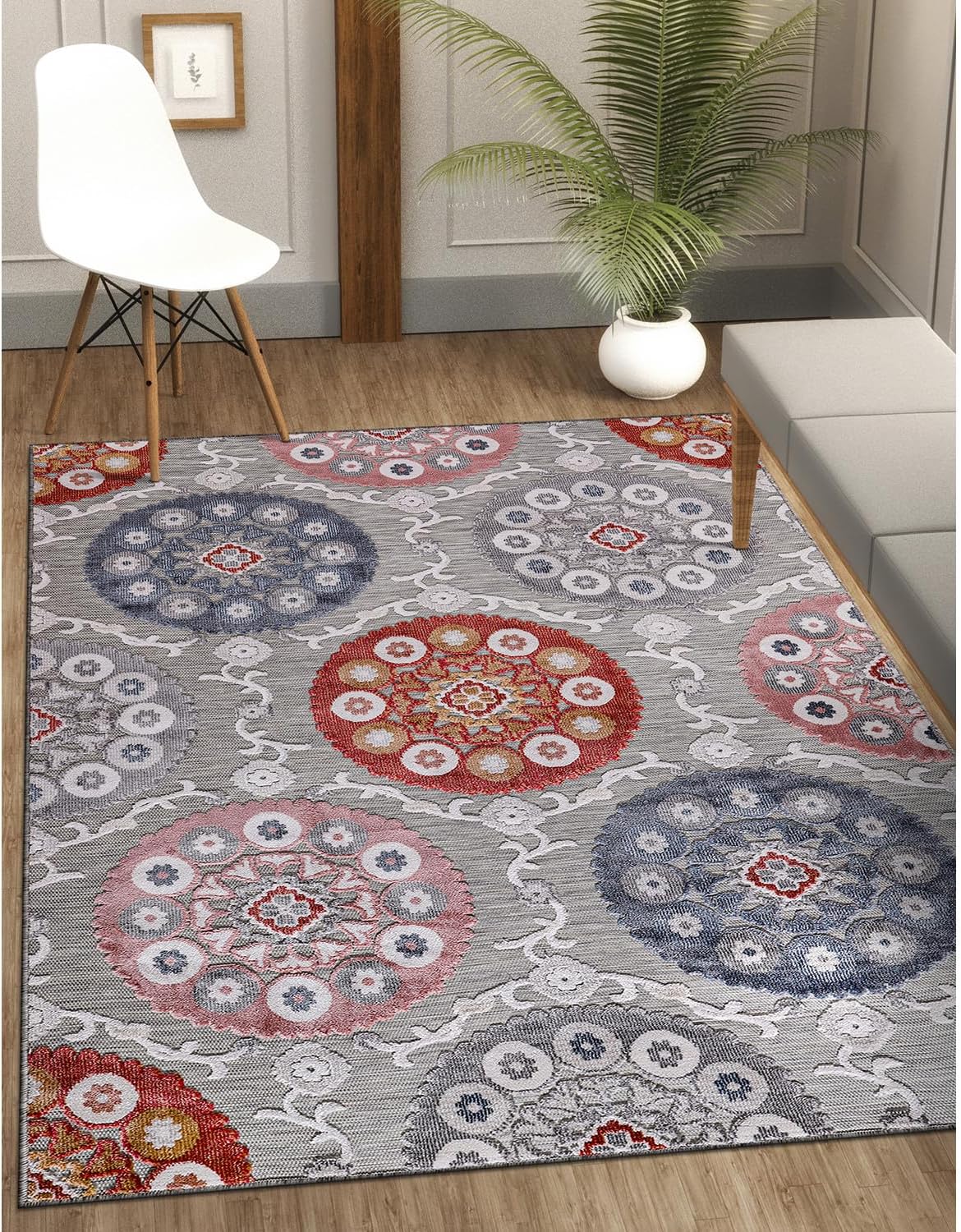 CAMILSON Indoor/Outdoor Rug 5x7 Bohemian Medallion Floral