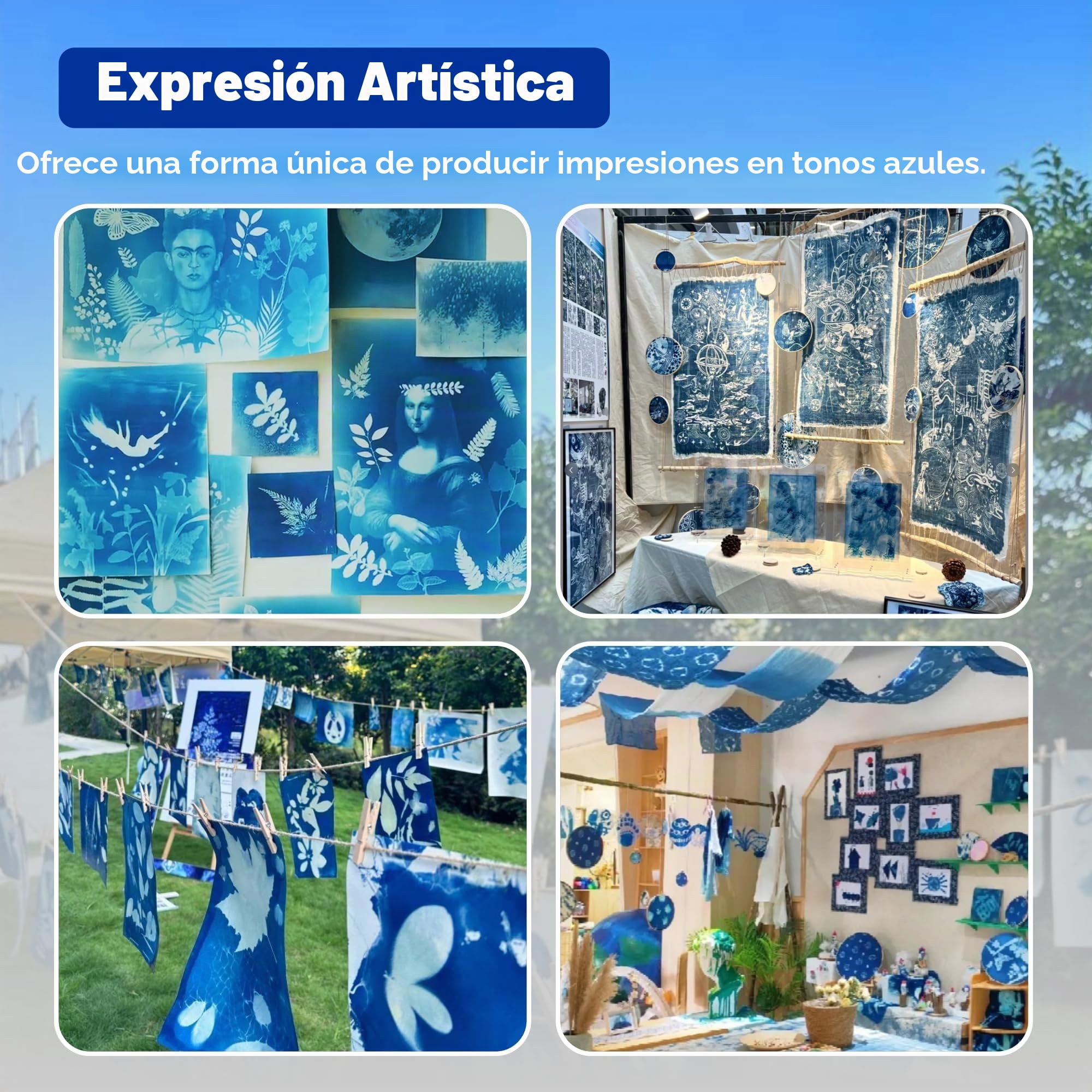 Kit completo de cianotipo, sensibilizador de cianotipo para impresión solar, kit de impresión solar solar para proyectos de proceso fotográfico en tela y papel, sensibilizador de impresiones azules