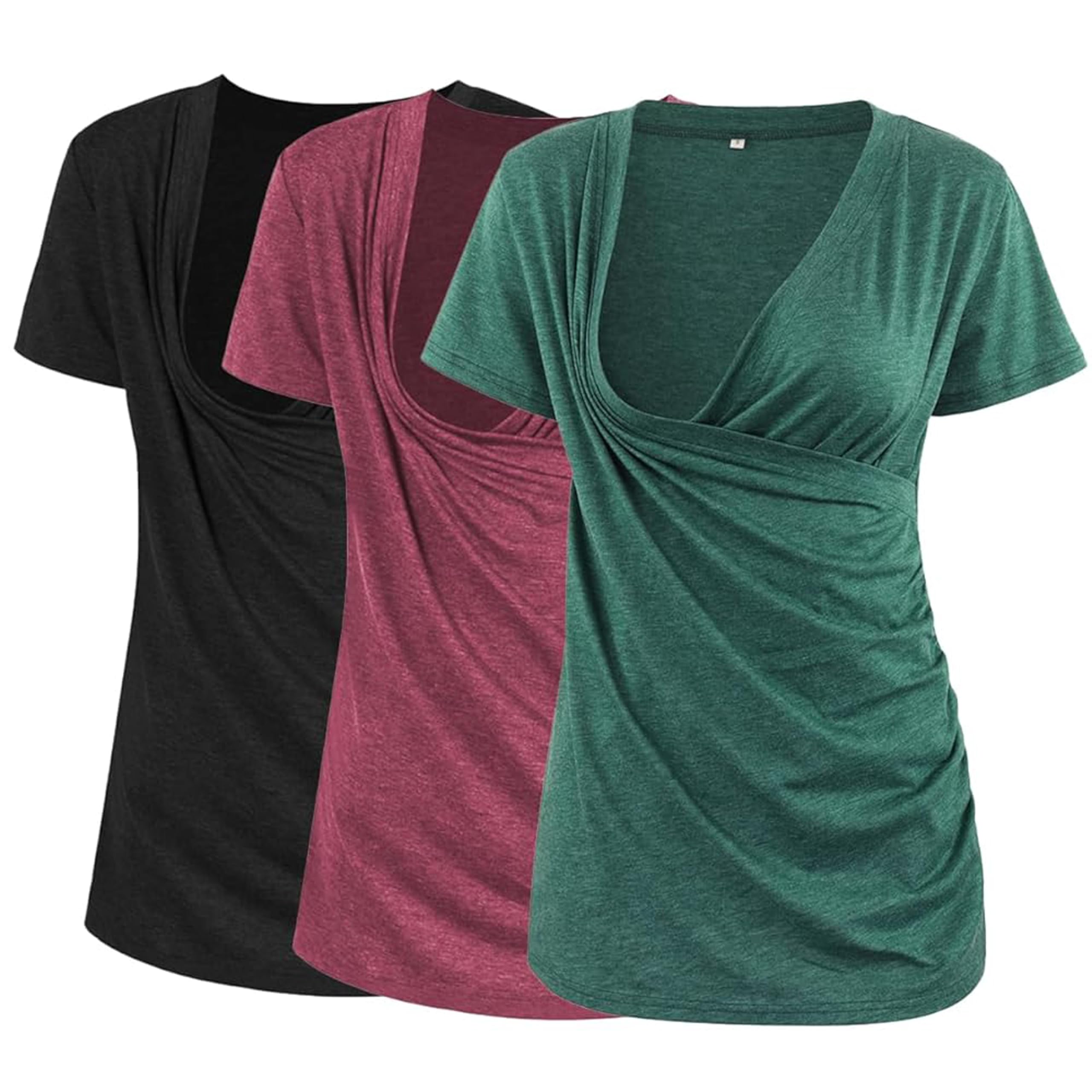 Liu & Qu Damen Umstandskleid Kurzarm unregelmäßige Spitze Stitching Casual knielang Kleider