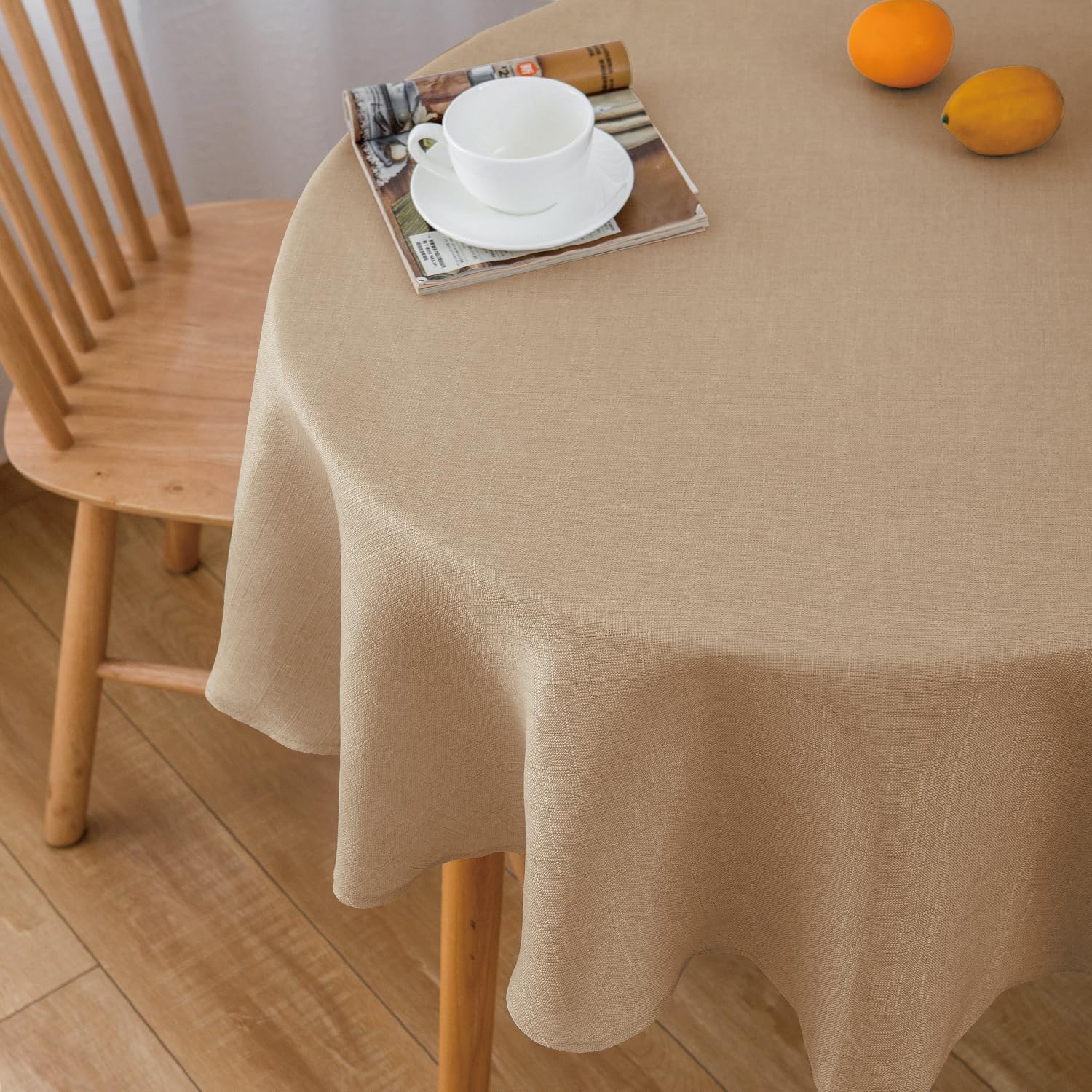 NLMUVW 36 Inch Round Table Cloth, Burlap Linen Tablecloth Textured Water Resistant Farmhouse Decorative Small Table Cover for Dining Kitchen Café