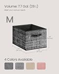 SONGMICS Storage Cubes, 40 x 30 x 24 cm Non-Woven Fabric Bins with Double Handles, Set of 3, Closet Organizers for Shelves, Foldable, for Clothes, Ink Black UROB440B01