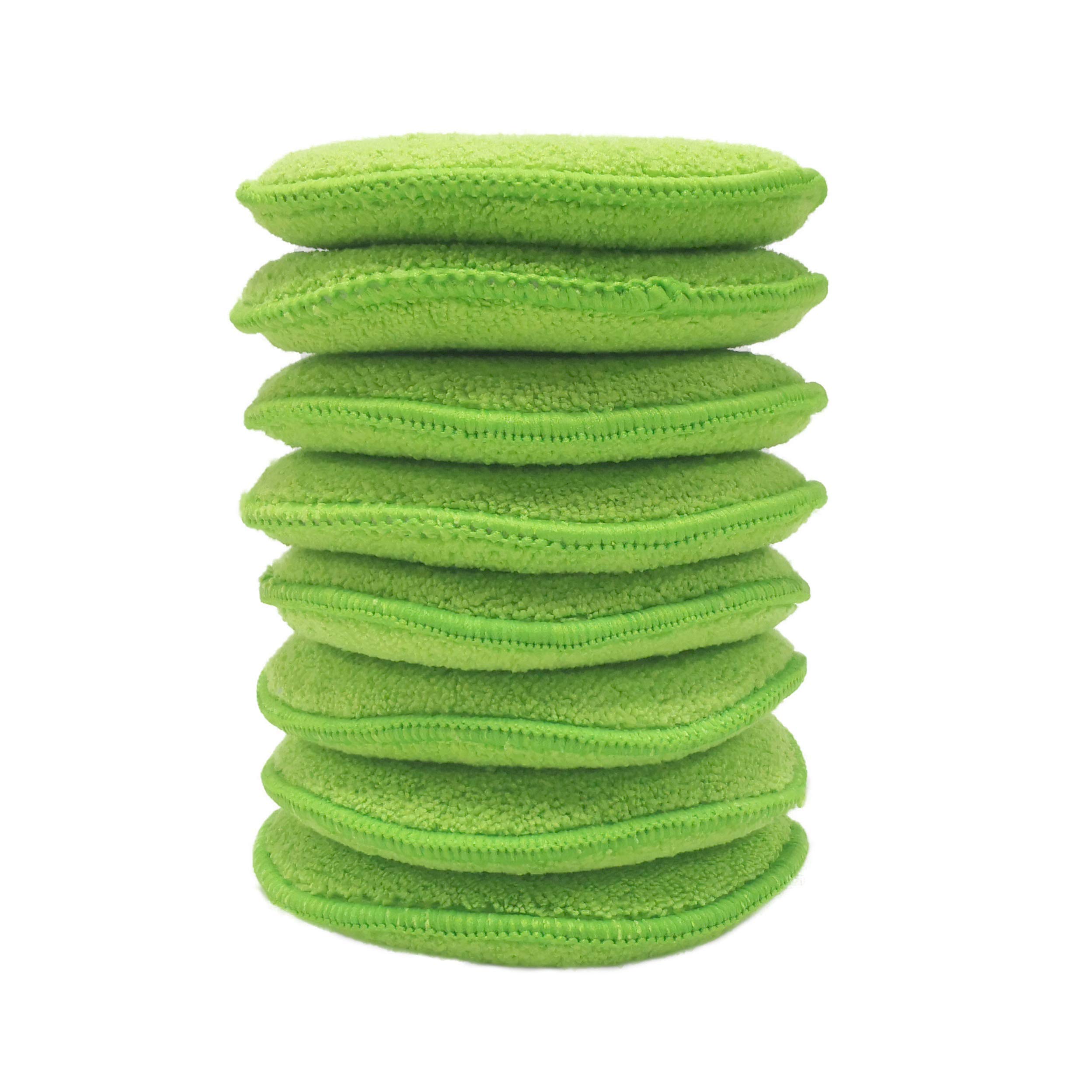 Polyte Microfibre Detailing Wax Applicator Pad 8 Pack, 13 cm (Green)