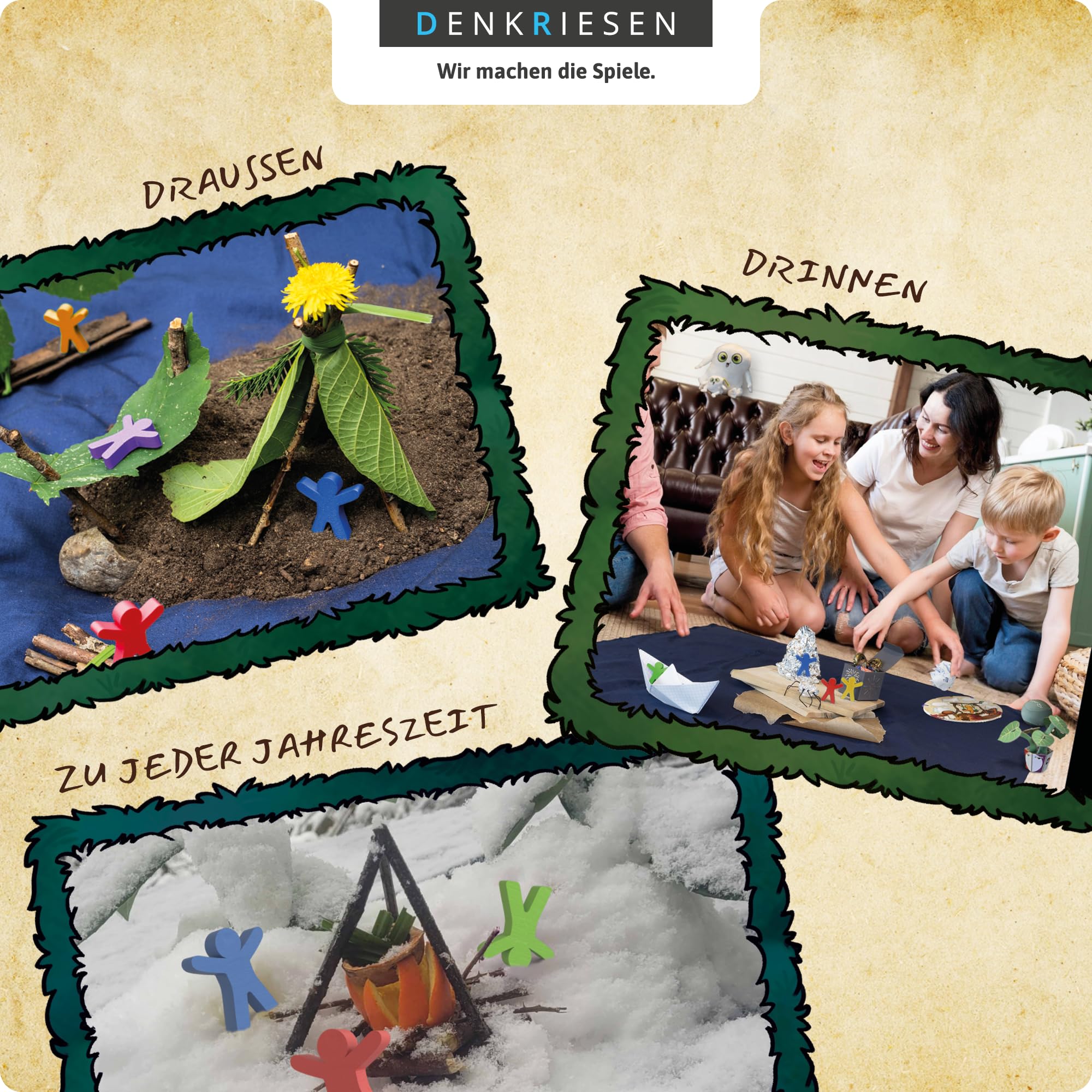 DENKRIESEN Freiluftwelten – Das Insel-Abenteuer | Kreatives Abenteuerspiel für drinnen & draußen | Naturspiel & Familienspiel ab 7 Jahren | Outdoor Spiel für 2–6 Spieler