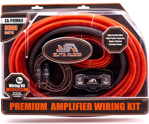 Elite Audio EA-PRMK0 - Kit de cableado de amplificador - 3600 W de potencia máxima - Alambre de aluminio revestido de cobre, capacidad de alta