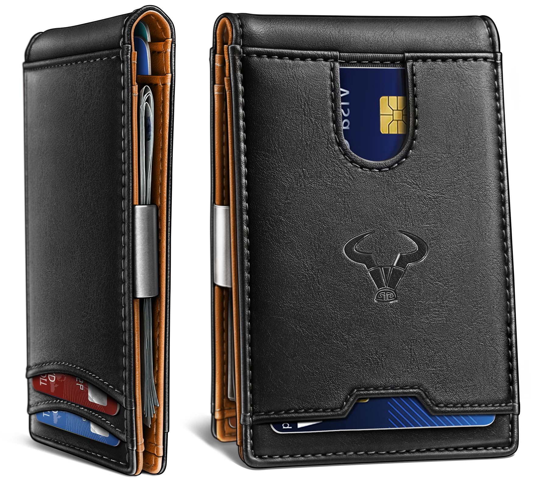 BULLIANT Men Wallet Airtag&Standard Use,Slim Front Pocket Wallet Money Clip for Gifg Men RFID Blocking 11Cards