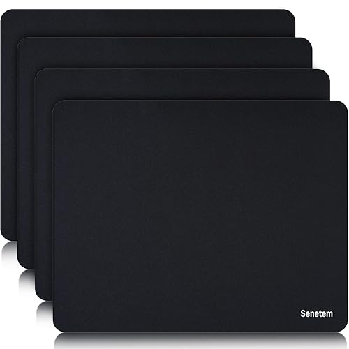 Senetem 4-Pack Mouse Pad, Ultra-Smooth Gaming Mousepad, Non-Slip Rubber Base, Washable Surface Fits Wired & Wireless Mouse – Perfect for Desk, Laptop, PC & Office, Small Portable, 11x8.6 in, Black - 11L x 8.6W inches