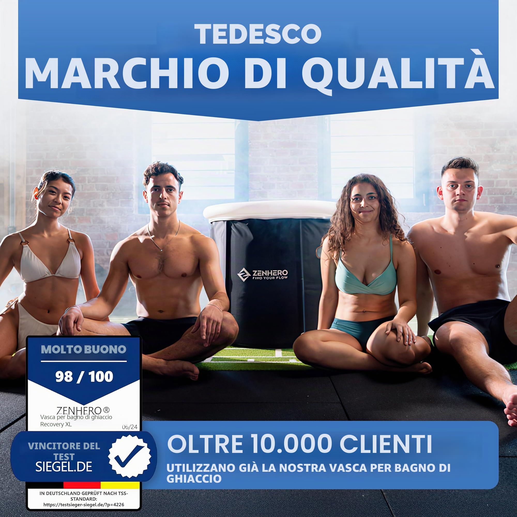 Zenhero Recupero Bagno di Ghiaccio con Termometro per atleti, Condotto di ghiaccio per crioterapia. La botte di ghiaccio è una vasca da bagno gonfiabile pieghevole per adulti, adatta per uso interno