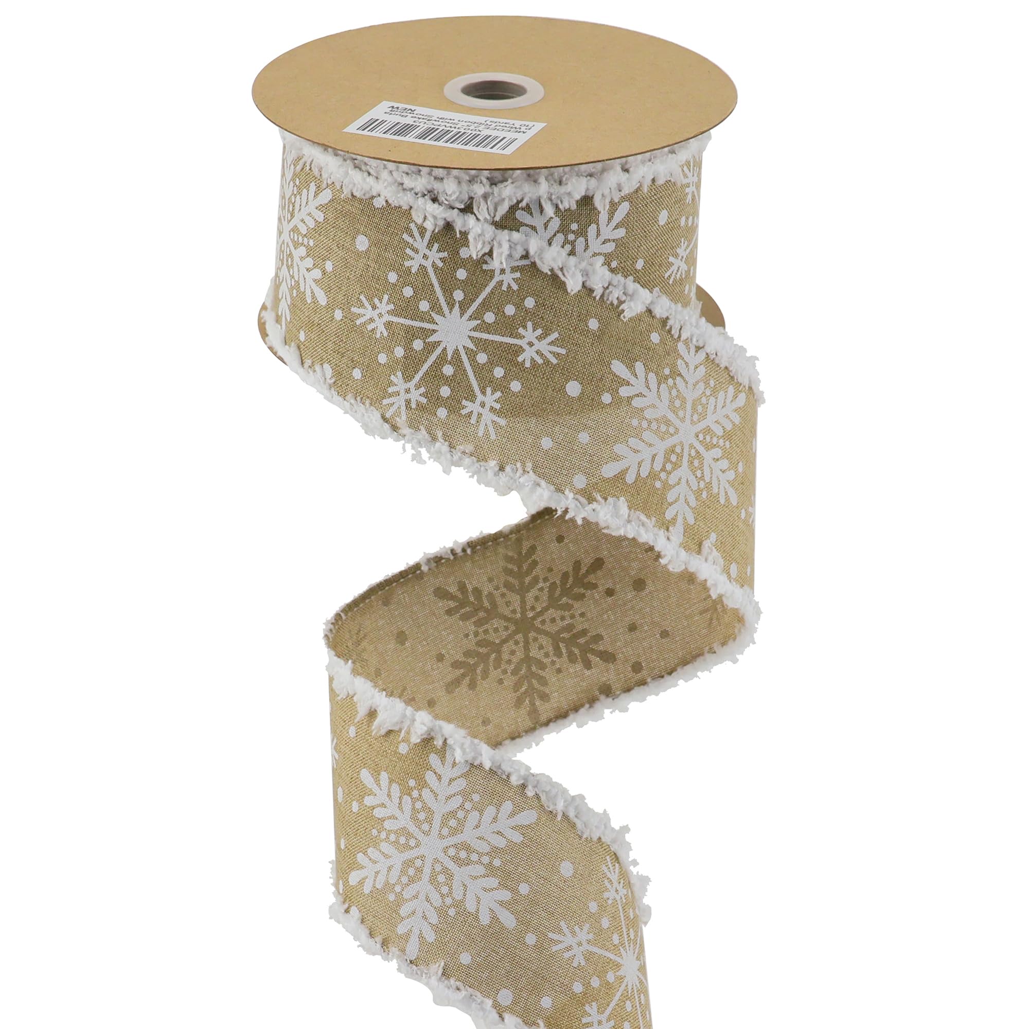 Amazon.com: MEEDEE Burlap Ribbon Snowflake Wired Ribbon 2.5 Inch ...