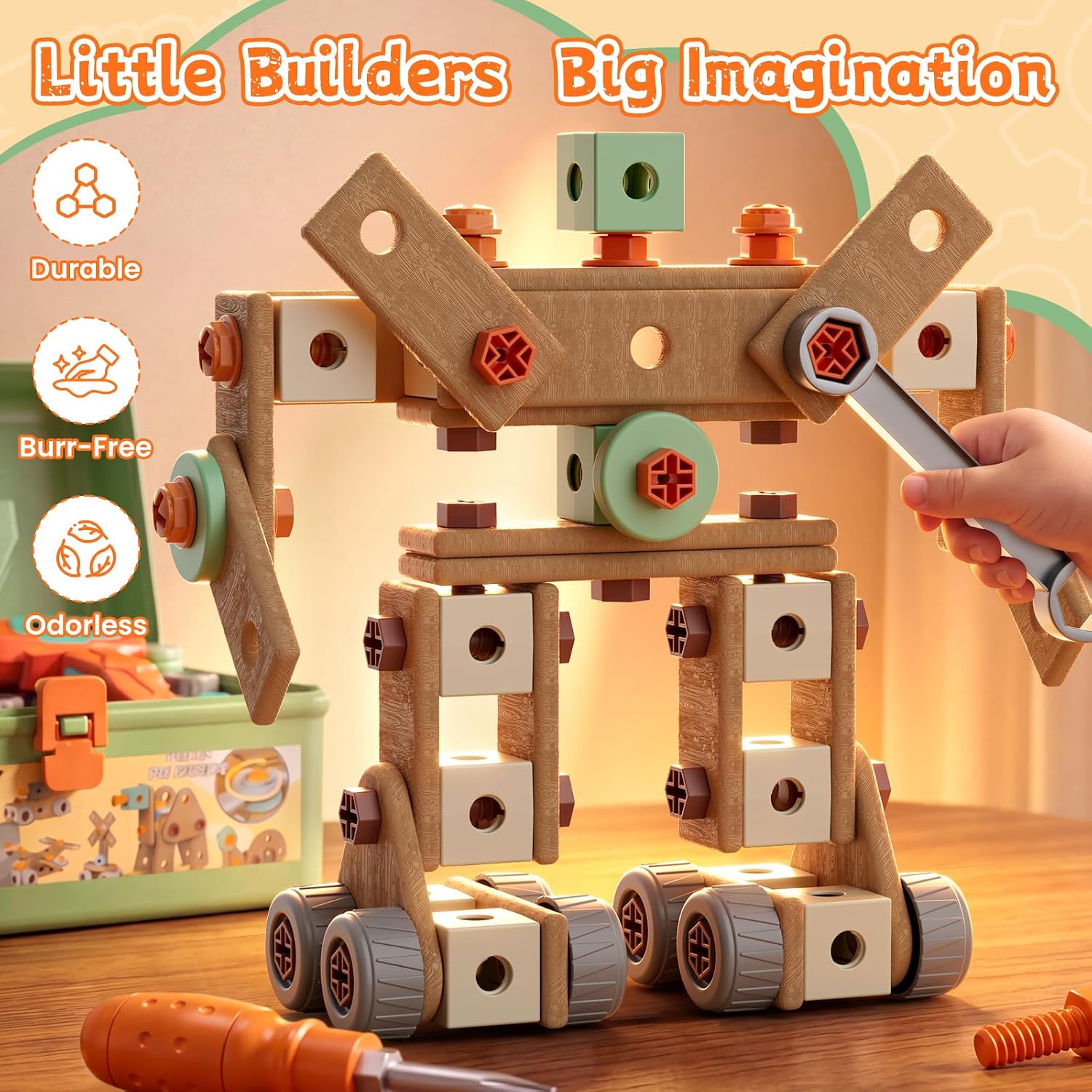 CUTE STONE 200PCS Kids Tool Set with Electric Toy Drill, STEM Construction Building Toy Kit with 2-in-1 Workbench & Storage Box, Montessori Pretend Play Educational Gift for Boys Girls Ages 3-6