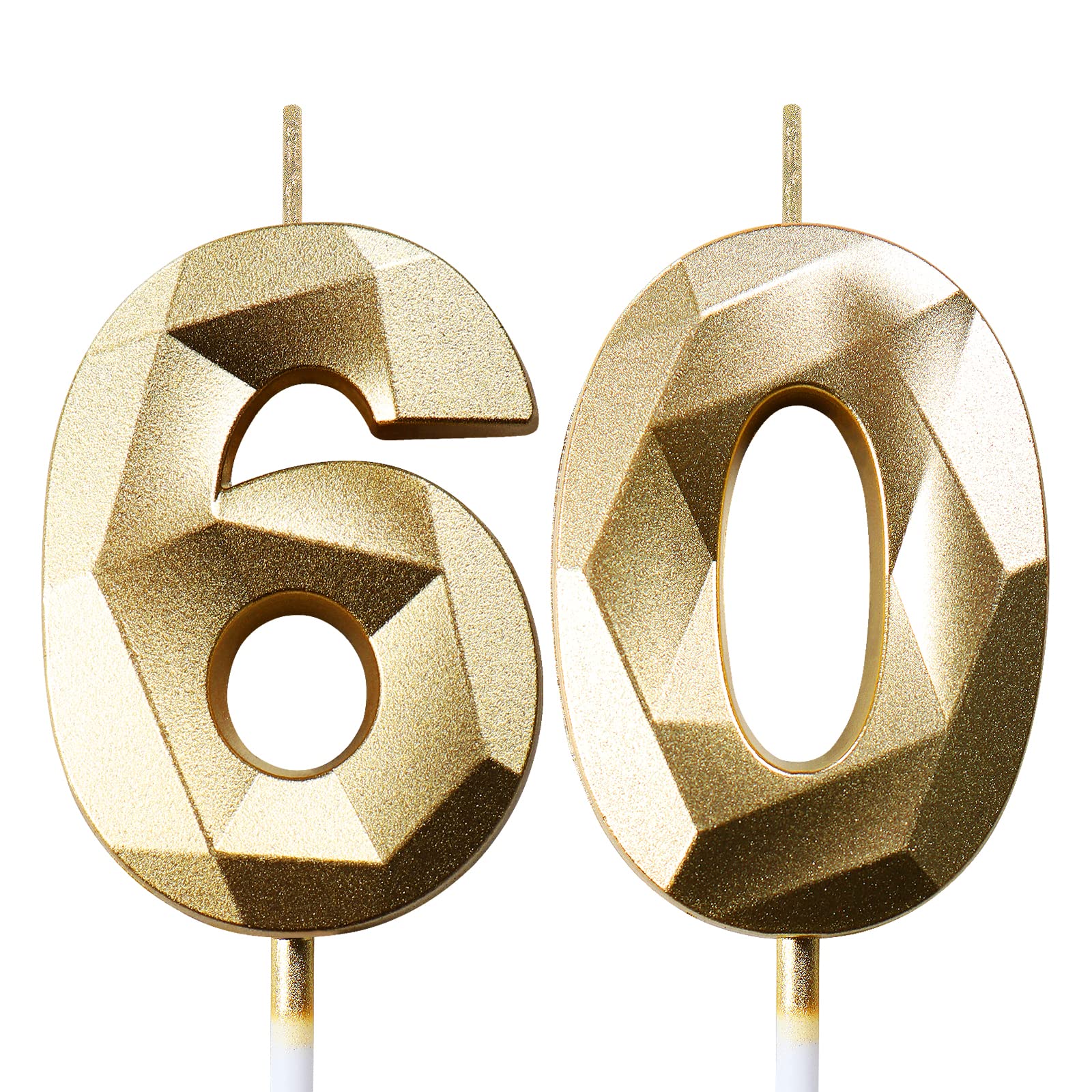 Candele per torta con corona dorata, numero 60, Happy 60 Birthday