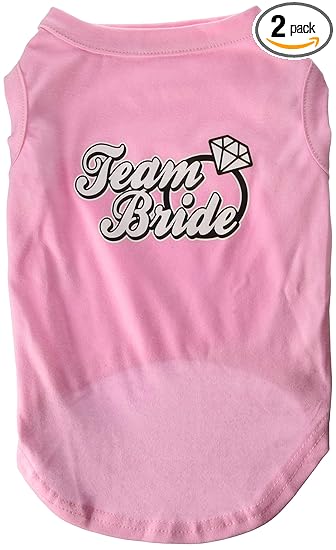 Mirage Pet Products 14-Inch Team Bride Screen Print Shirt for Pets, Large, Light Pink