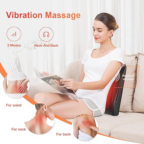 Miniatura 7 de COMFIER Masajeador de espalda con calor, masajeador shiatsu de tejido profundo para el cuello y la espalda para aliviar el dolor, almohada