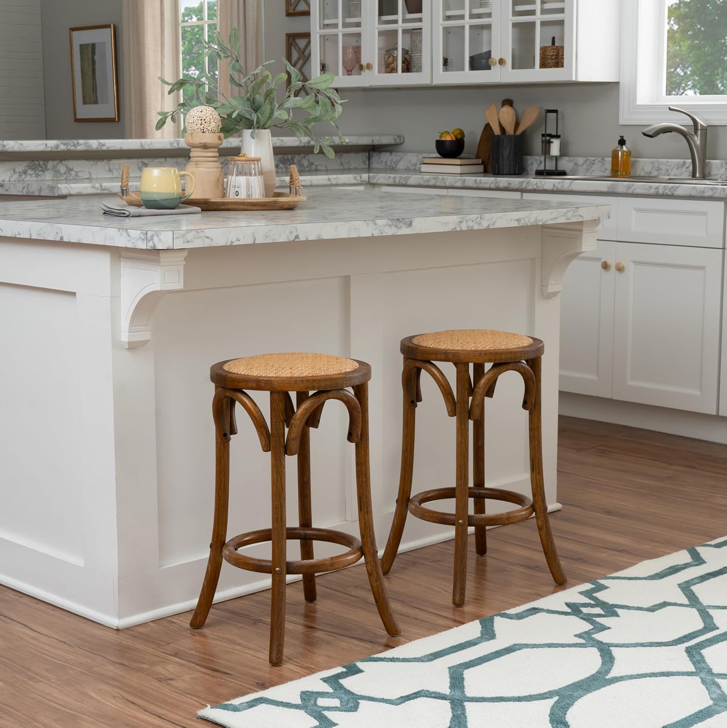 Linon Home Décor Tampa Walnut Backless Counter Stool,