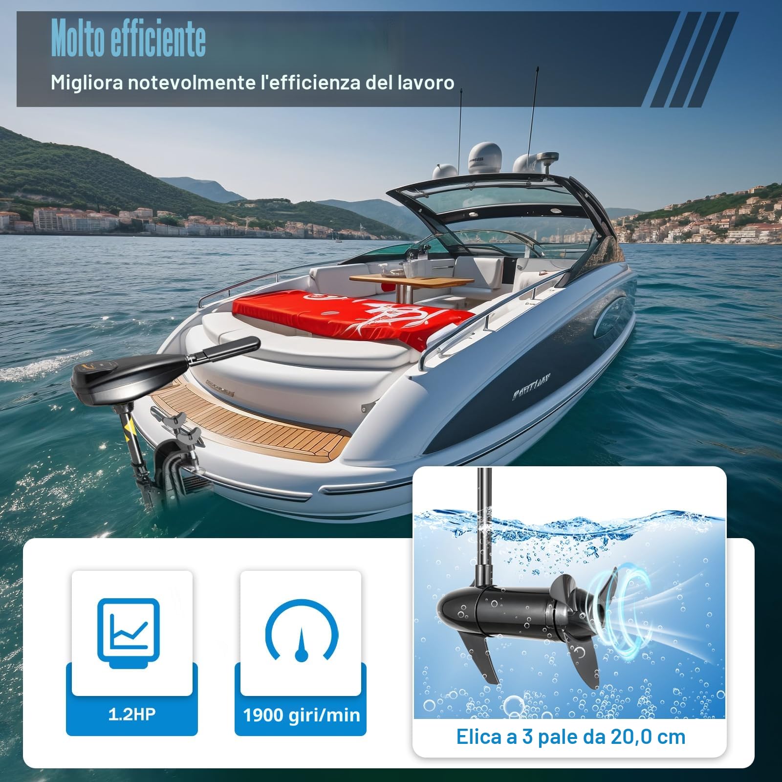 Motore fuoribordo elettrico 80LBS 12 V 800 W motore elettrico fuoribordo per kayak fuoribordo per la pesca senza spazzole