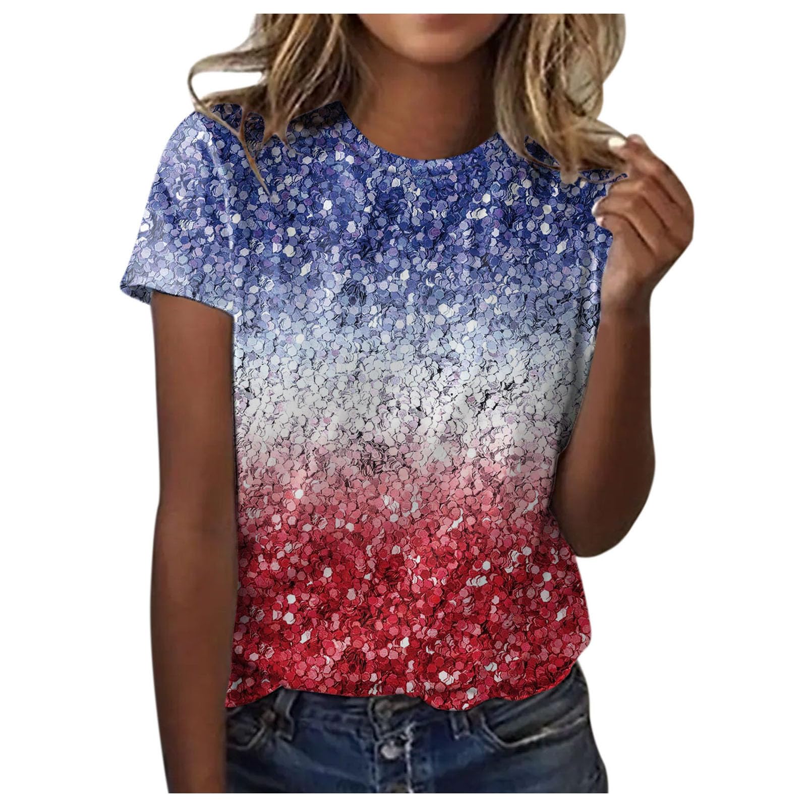 4th Of July Shirt For Women American Flag Stars Stripes