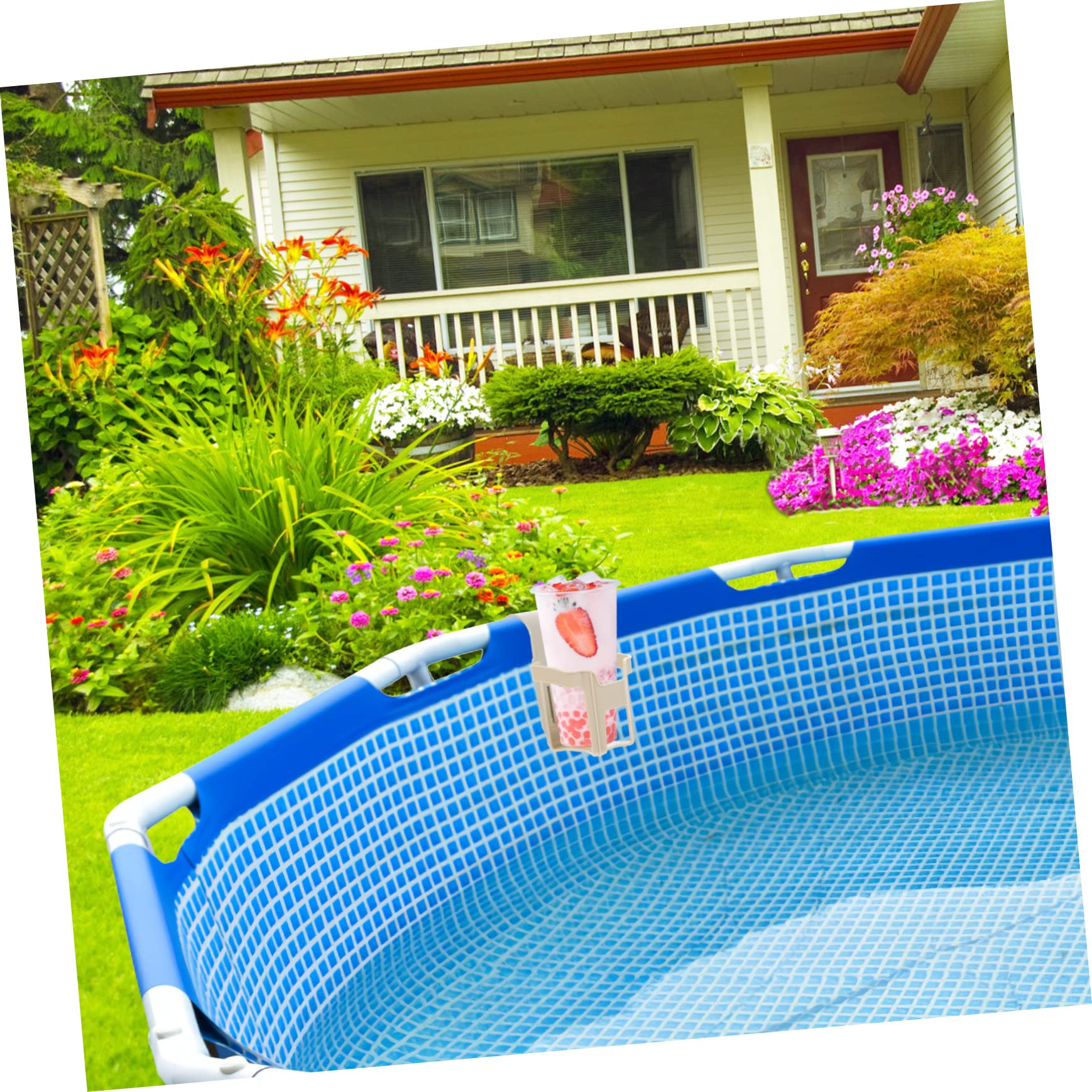 Cabilock 3 Piezas Estante De Almacenamiento Junto a La Piscina Portavasos Antiderrame Botellero Junto a La Piscina Portavasos De Plastico El Plastico Bandeja Exterior Fiesta De Piscina