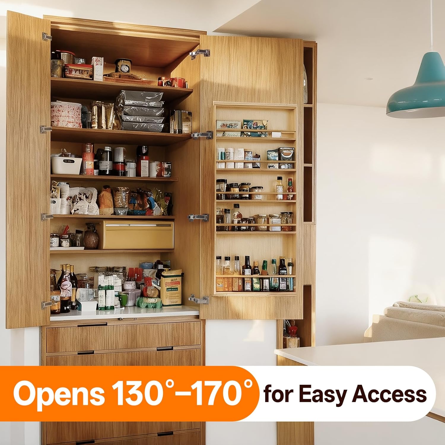 HBL' 2 Pack Soft Close Cabinet Hinges, 135-175 Degree Hydraulic Kitchen Cabinet Hinges for Lazy Susan, Surface Mounted for Framless Thick Doors