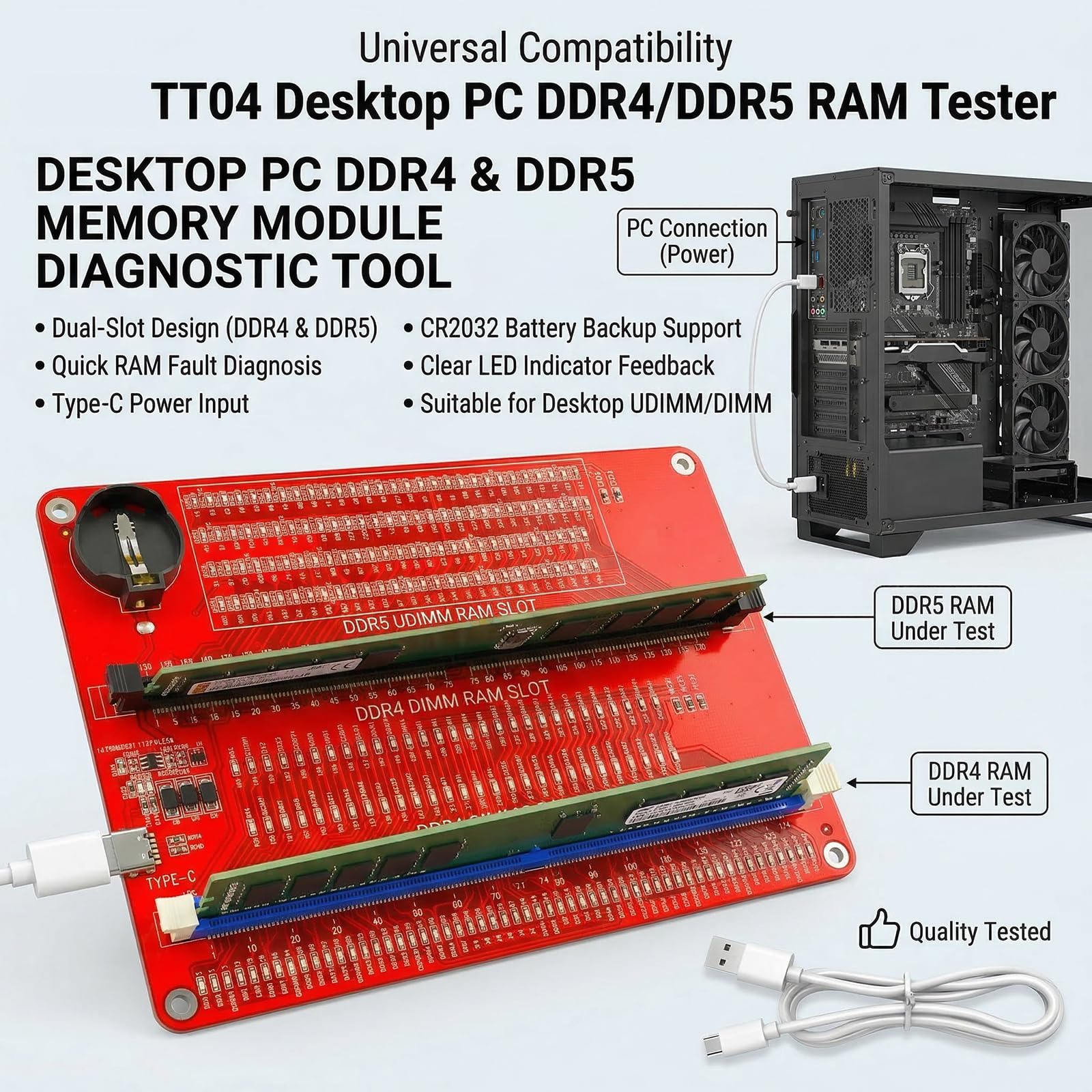 Tester del modulo di memoria DDR4 DDR5 con rilevamento veloce per