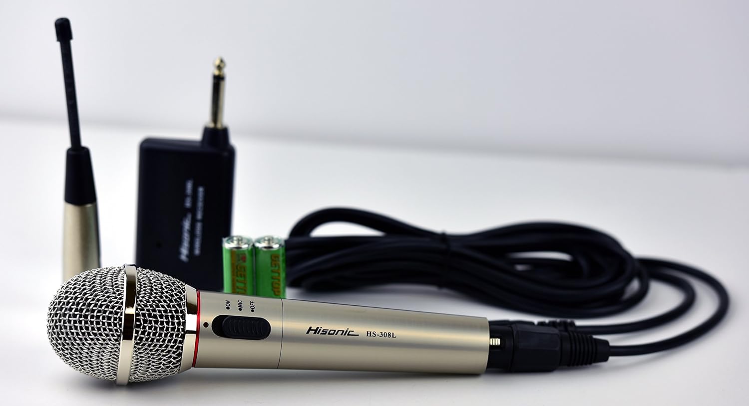 Hisonic HS308L Portable Wireless and Wired 2 in 1 Microphone for Home and Stage Use black image 6 of 9 B00R3MUNX2