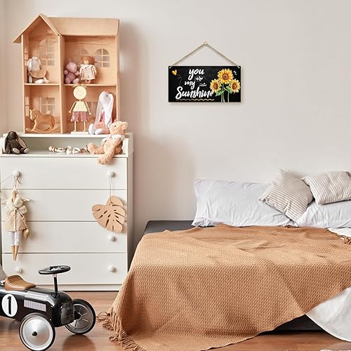 Miniatura 5 de Letrero de madera para colgar en la pared, con texto en inglés You are My Sunshine, decoración del hogar, puerta (1 pieza), regalo artístico para