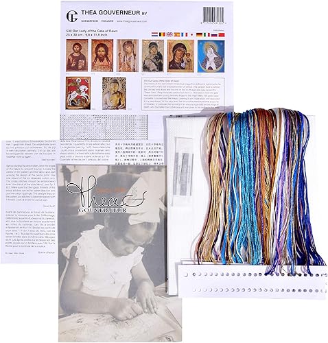 Vista 41 de Thea Gouverneur - Kit de punto de cruz contado - Nuestra Señora de la Ayuda Perpetua - Aida - 18 unidades - Kit de bordado para adultos - Hilos