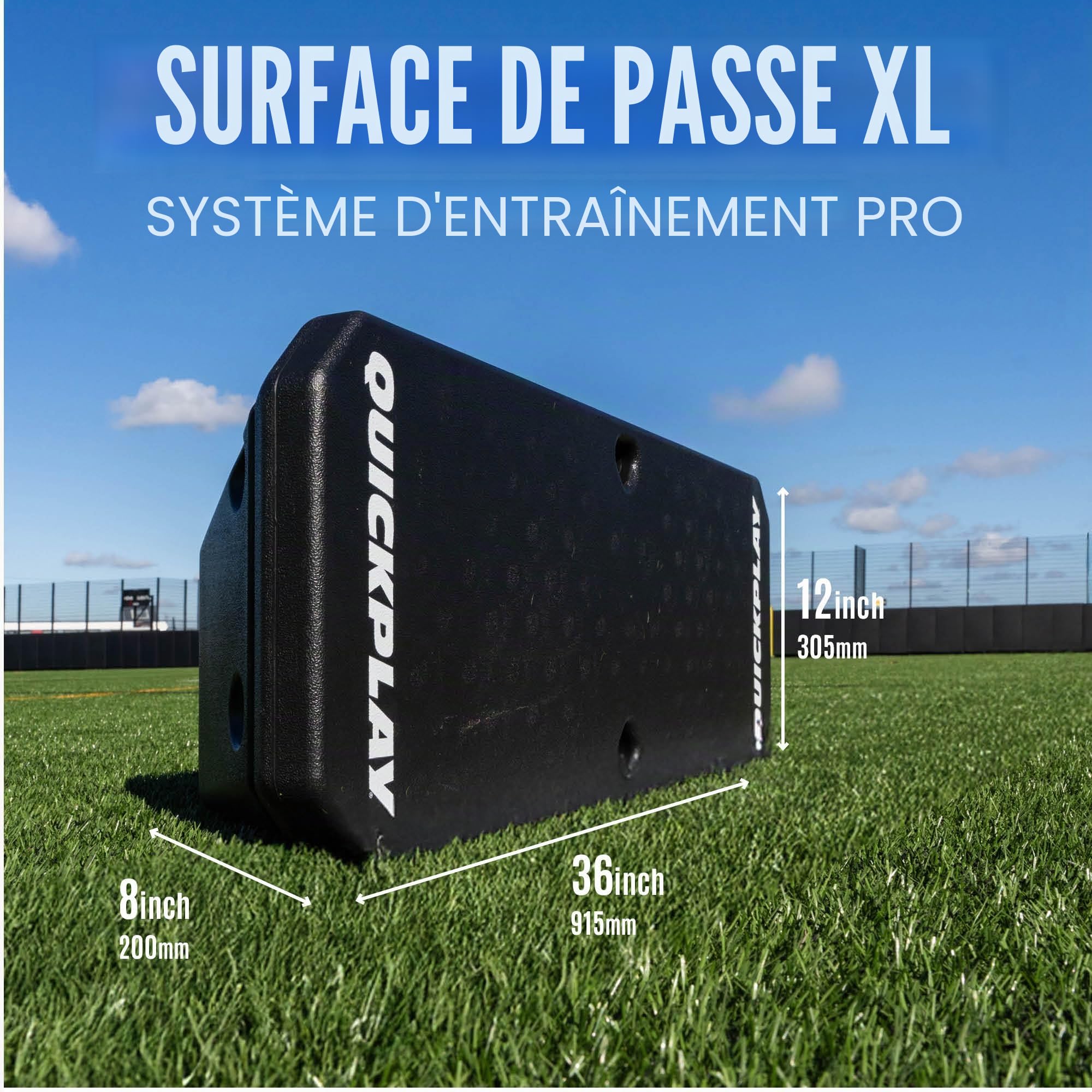 QUICKPLAY Replay Boombox Planche de Rebond Football – Rebondisseur de Football Portable Double Surface avec Angle réglable