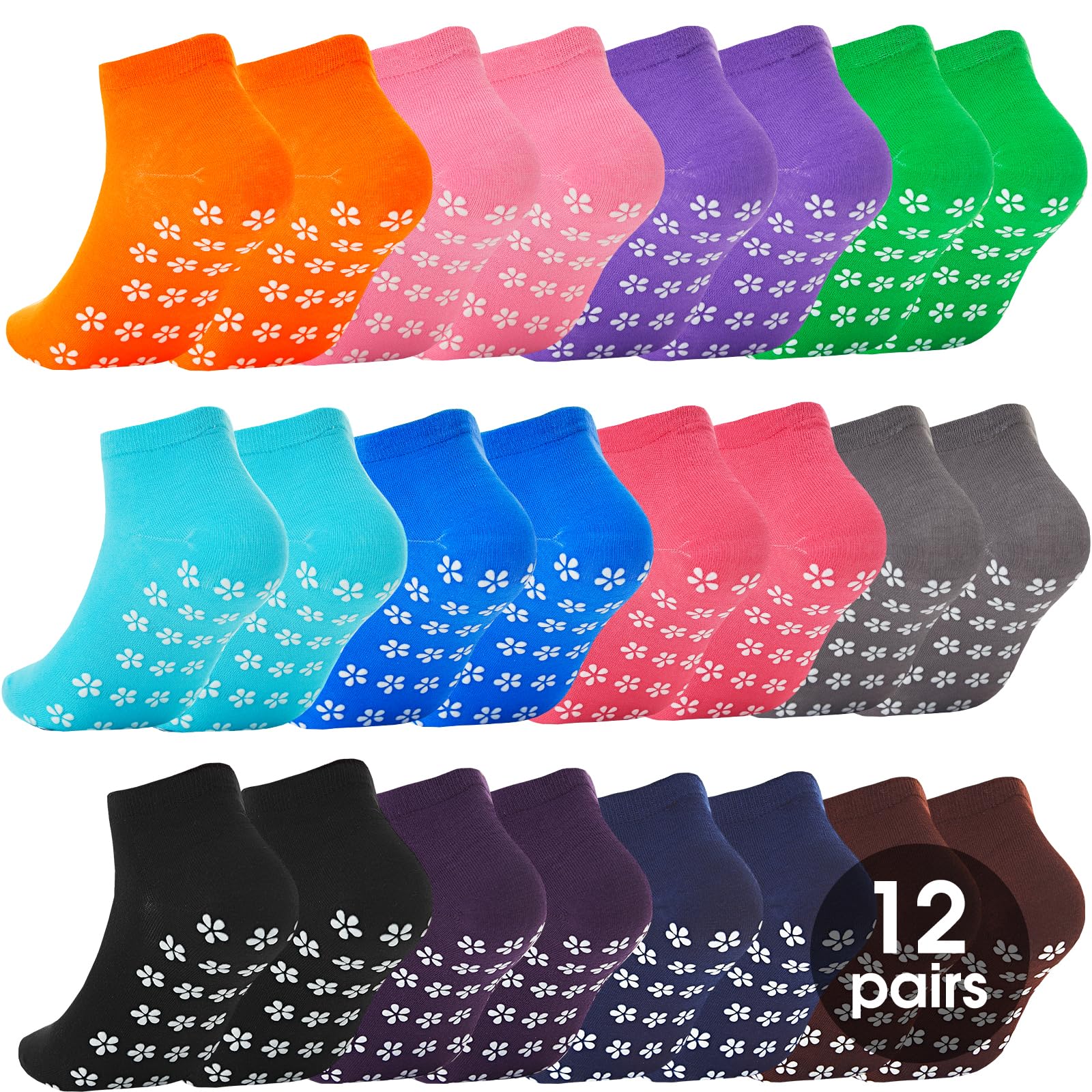 WANZHIHUIGrip Pilates Socks for Women & Men- Adults Bulk Non Slip Anti Skid Sticky Grippy Sock for Hospital Yoga Barre
