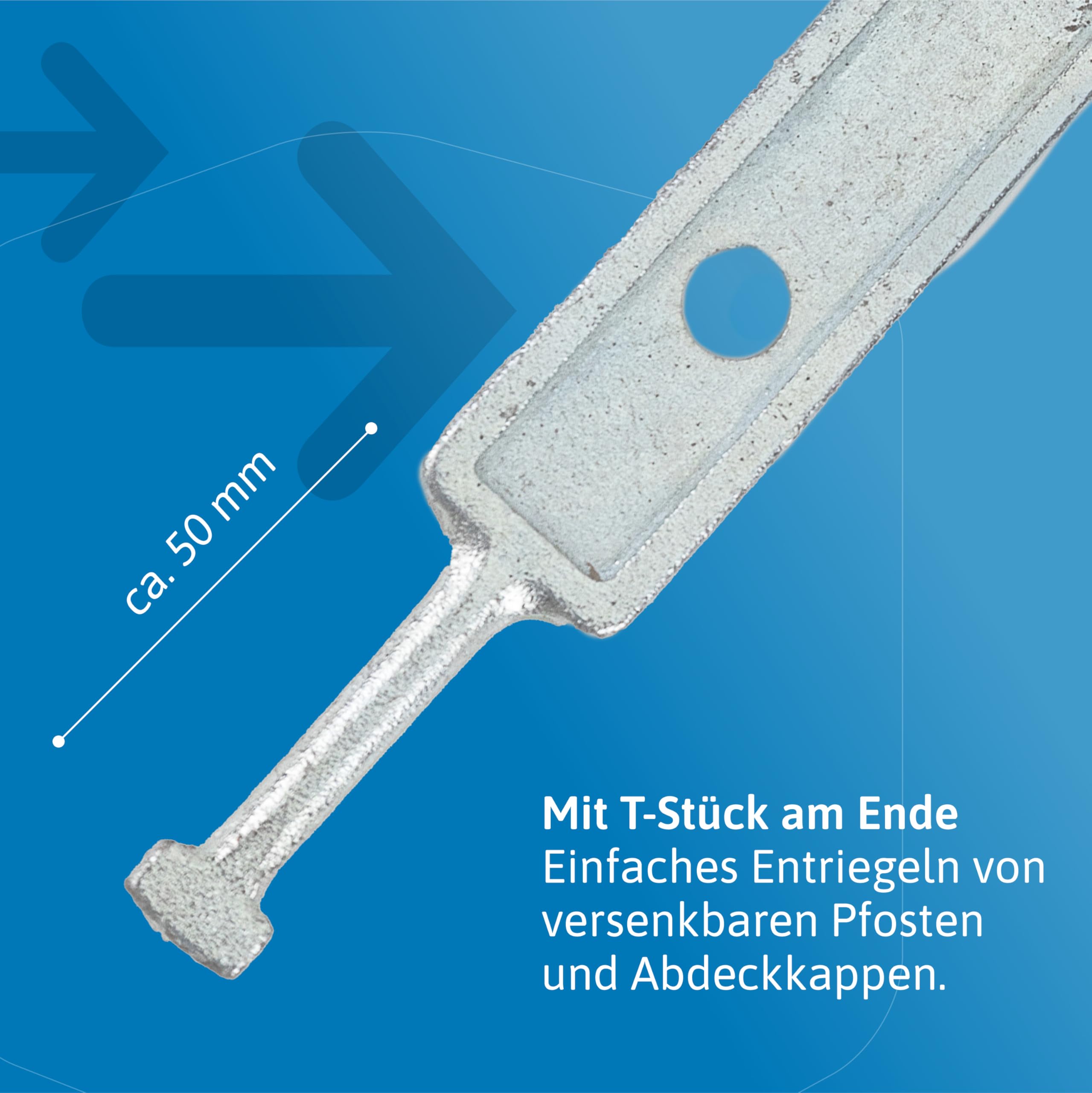 TP Europe Driekantsleutel - diameter 19 mm - M12 - boldersleutel voor afsluitpalen - 3-kantige sleutel/brandweersleutel - verzinkt metaal