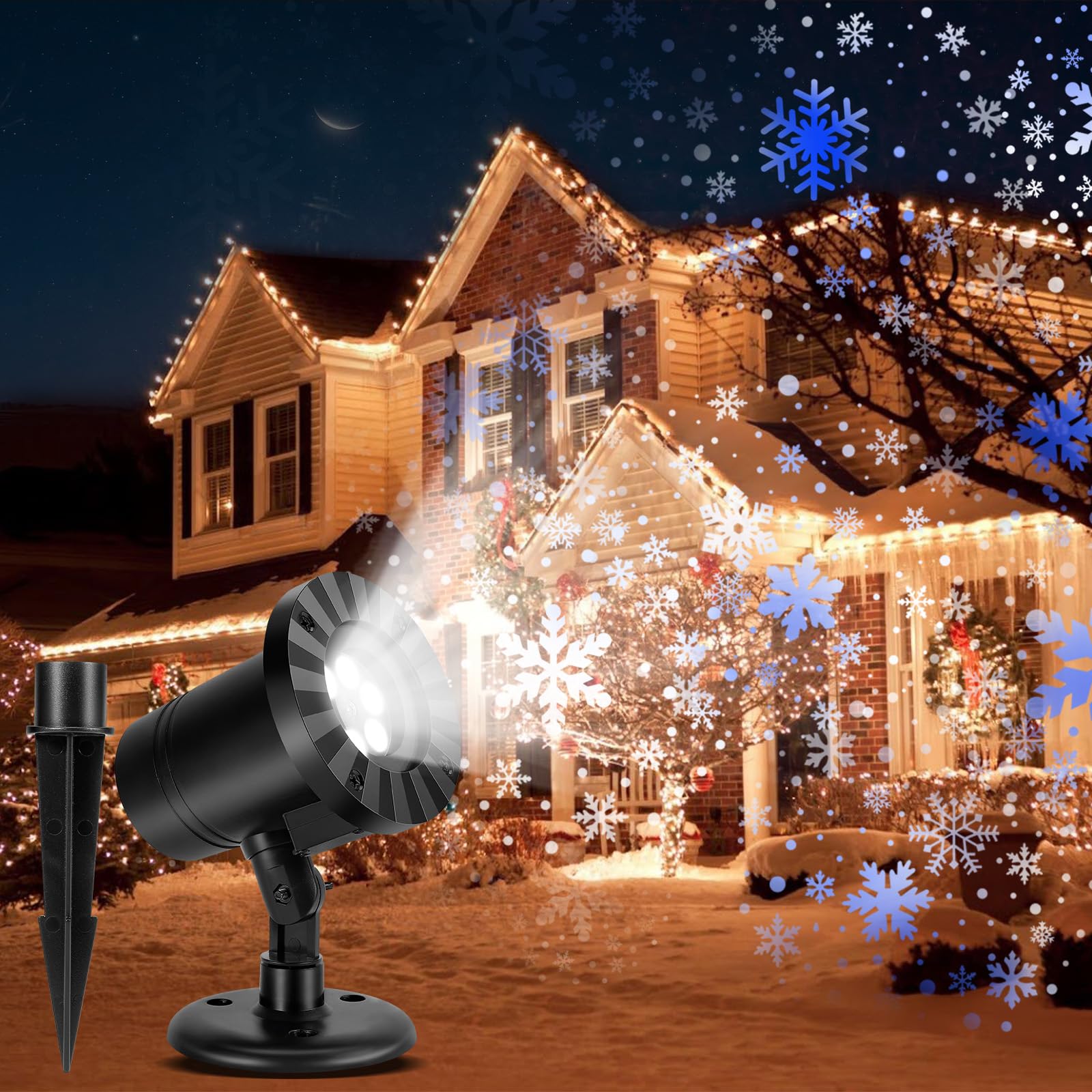 Projecteur De Flocon De Neige De Noël Extérieur, IP65 étanche LED Lumières De Noël Extérieur, Lumières De Projecteur De Chute De Neige De Vacances Améliorées Pour Noël Intérieur, Extérieur