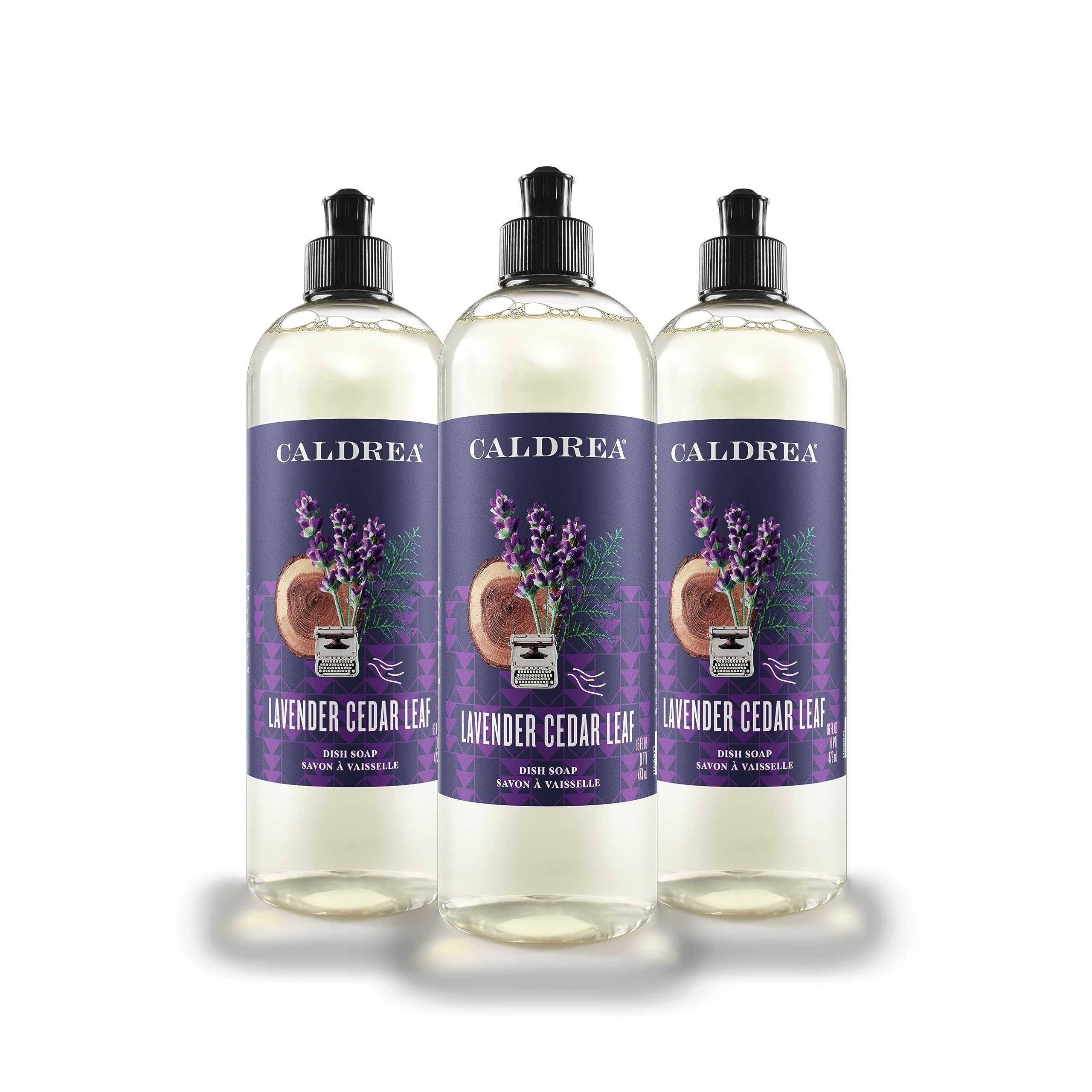 Caldrea Dish Soap Biodegradable Dishwashing Liquid made with Soap Bark and Aloe Vera Lavender Cedar Leaf 16 oz