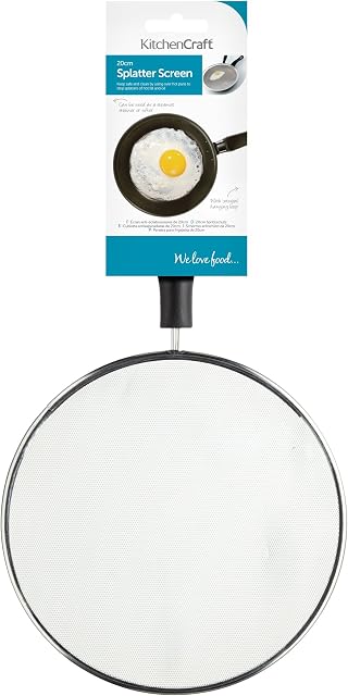 KitchenCraft Frying Pan Splash Guard / Splatter Screen, Silver, Small (20 cm)