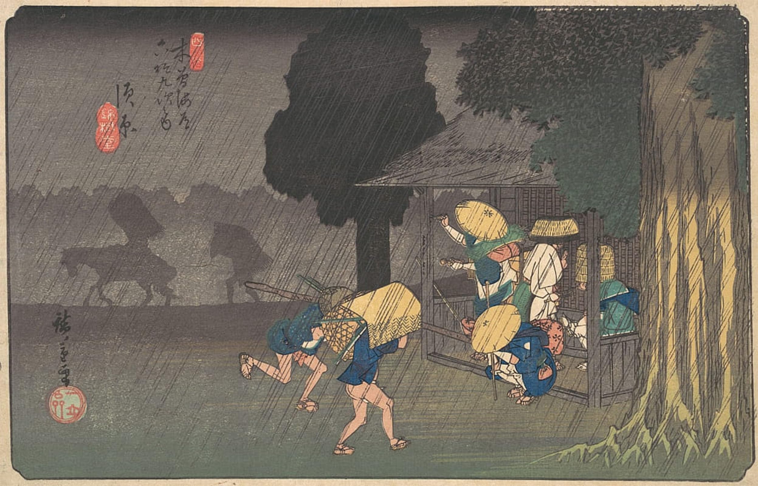 HRJUBWREE Retro Picture Art Painting Wall Poster Suhara From the Sixty-nine Stations of the Kisokaido by Ando Hiroshige Vintage Art Print for Office Decor 60x90cm