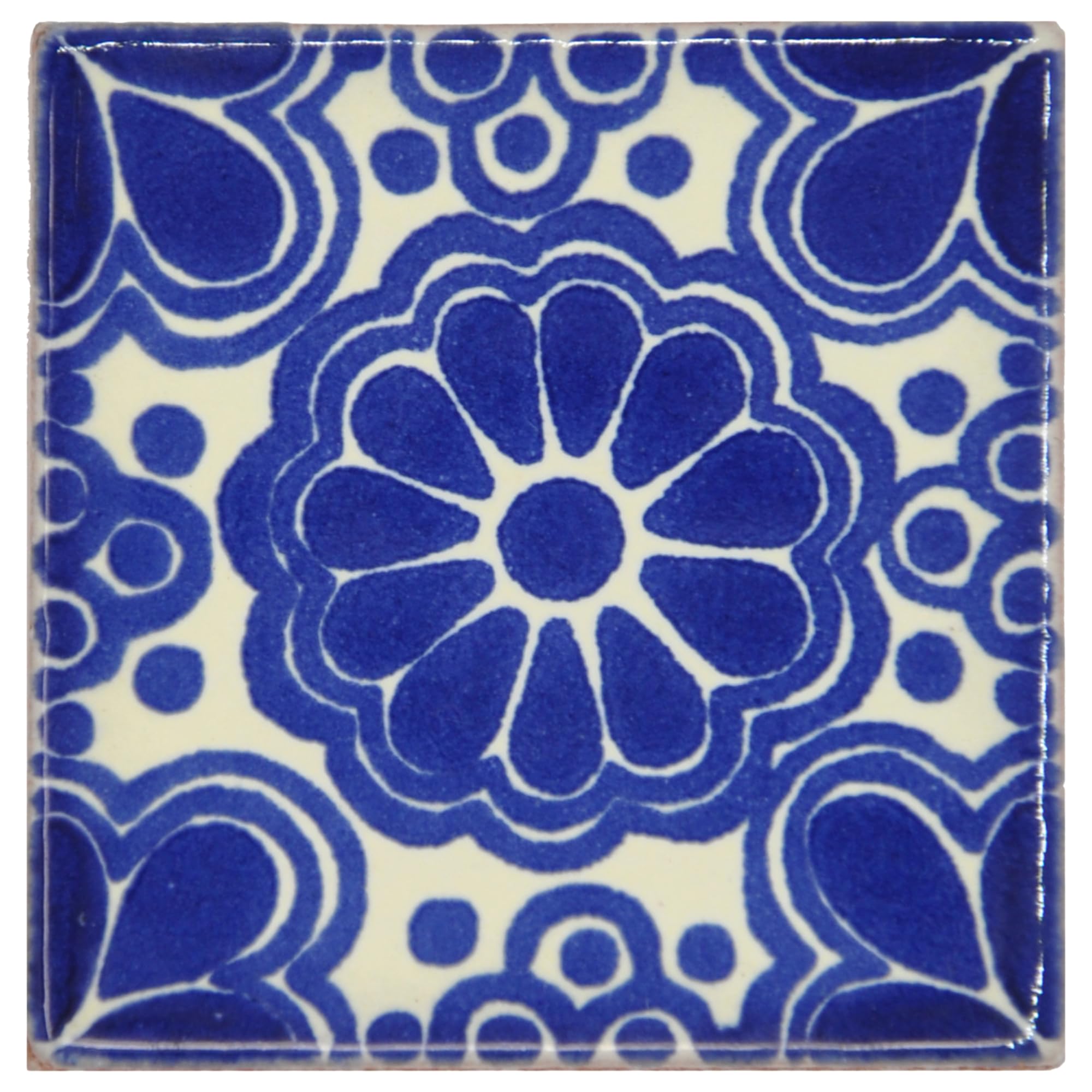 Tumia LAC Handmade Mexican Talavera Tile - Authentic Style Eldora Ceramic Tiles for Crafts, Backsplashes and Home Improvement - Individual Tile